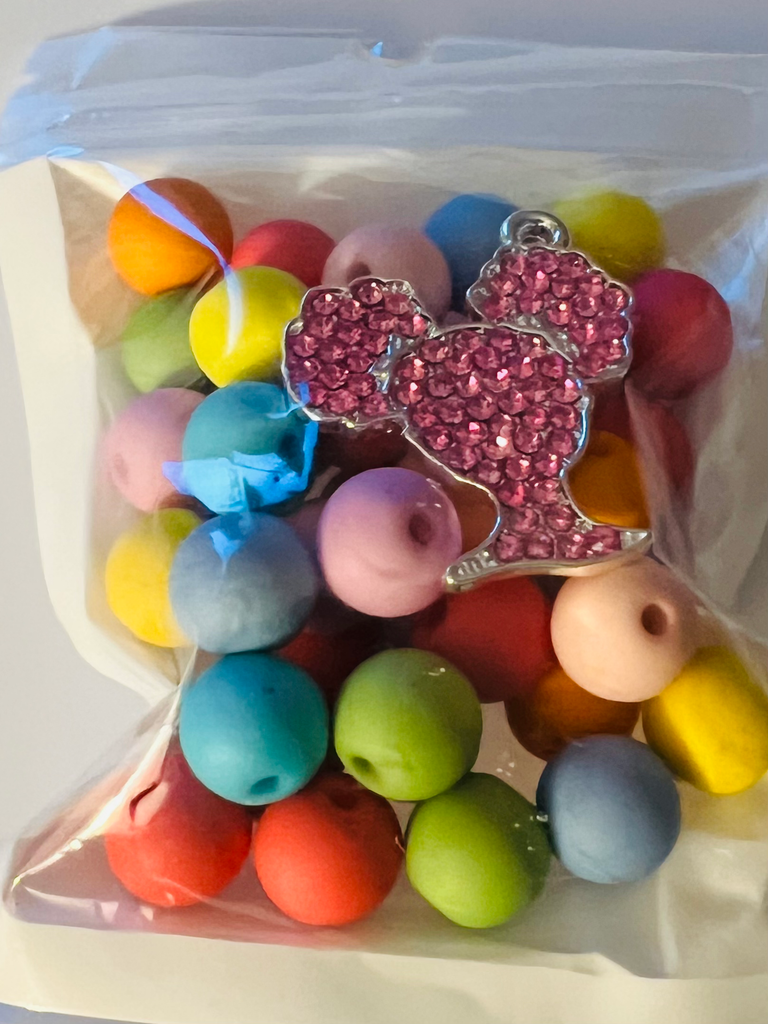 40pc 10mm bead bag w/bling charm image 3