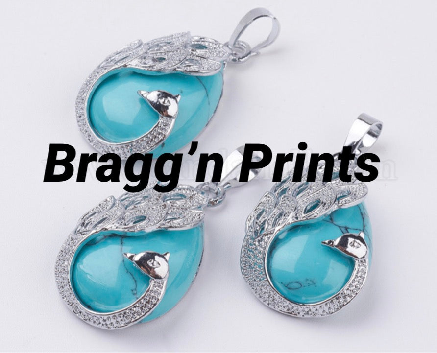 Teardrop with Platinum Peacock  image 2