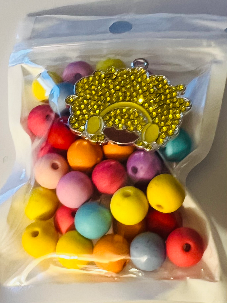 40pc 10mm bead bag w/bling charm image 2
